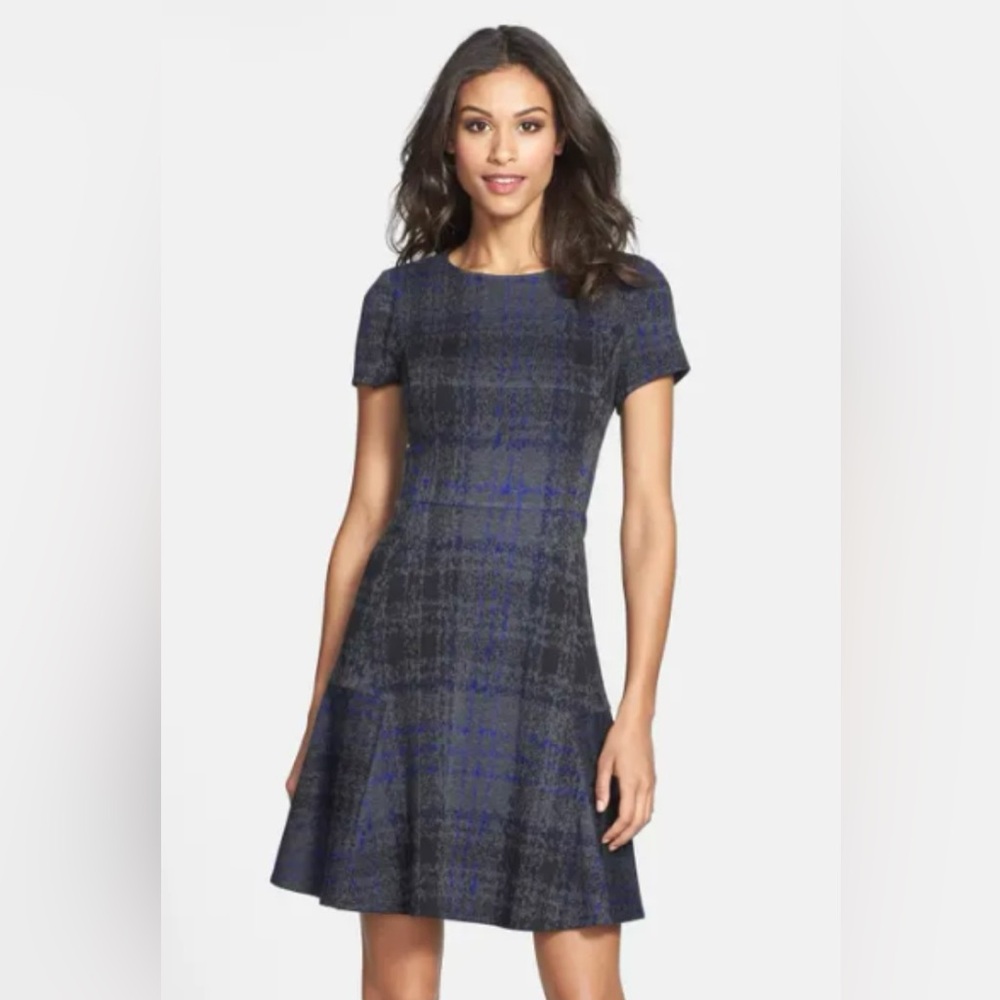 Betsey Johnson‎ Dress Womens 4 Gray Plaid Short Sleeve Business Career Casual